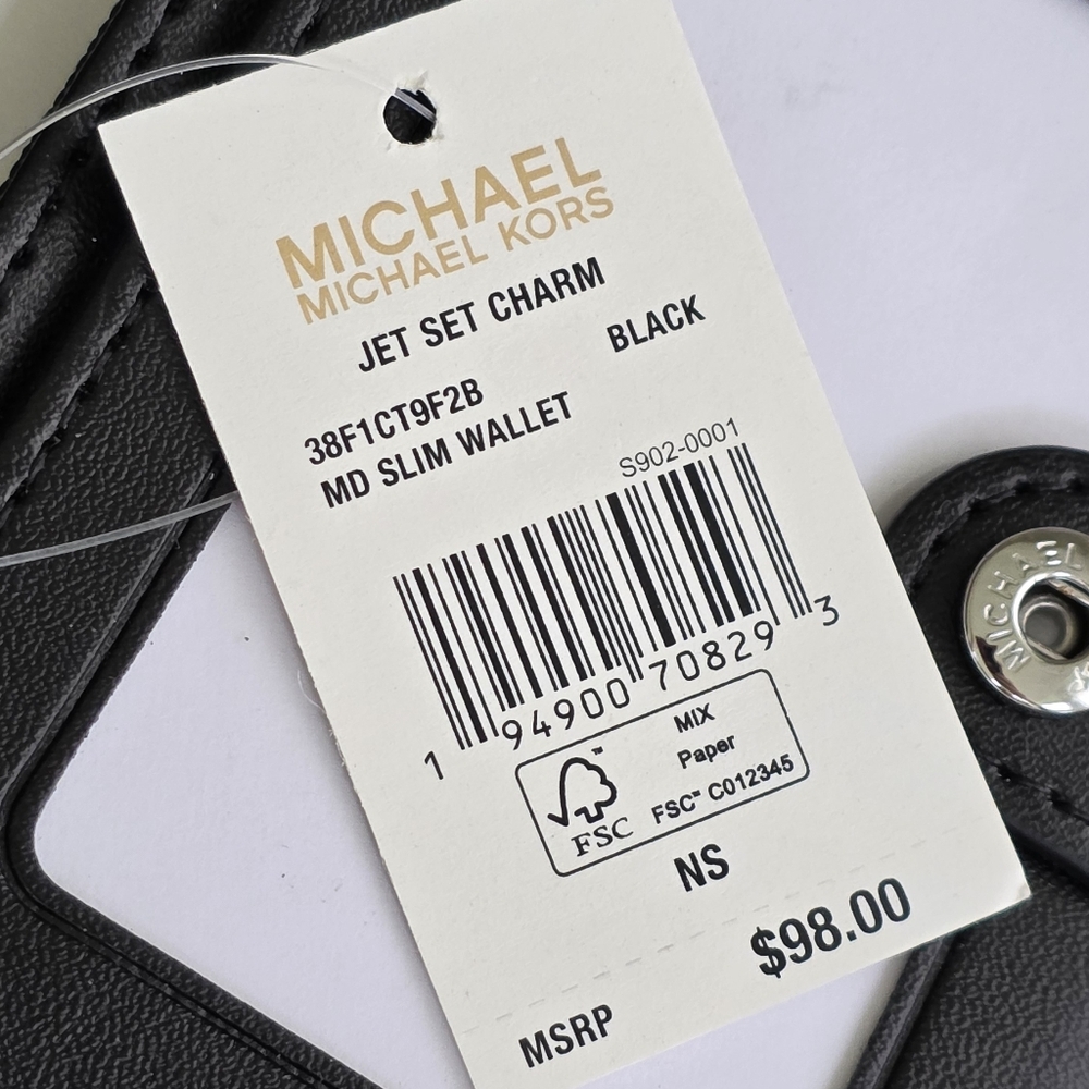 Michael Kors Jet Set Logo Medium Bifold Black Wallet - Picture 5 of 6